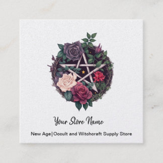 Rose und Pentagram Square Business Card Quadratische Visitenkarte