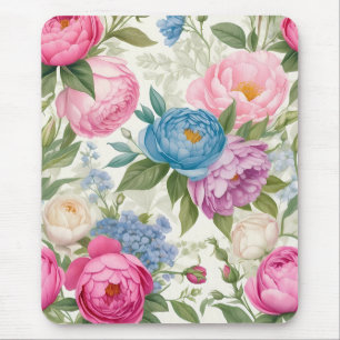 Rose und Peonieflora im Garten Mousepad