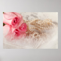 Rose und Perlen mit Federn Plakat