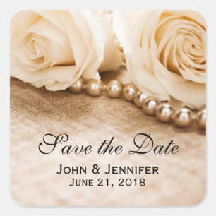 Rose und Perlen Quadratischer Aufkleber