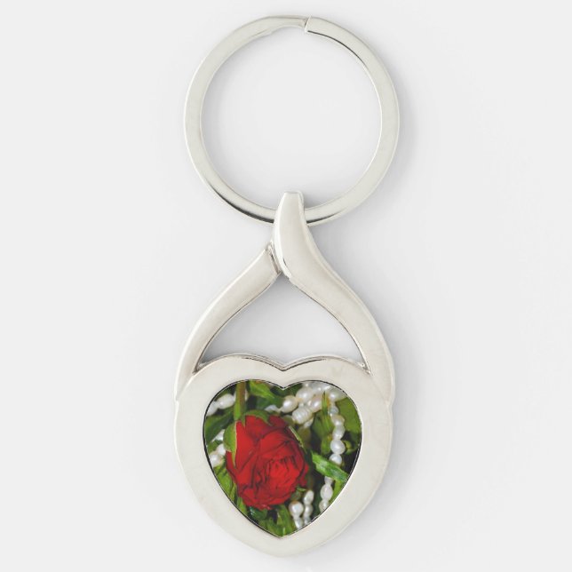 Rose und Perlen Schlüsselanhänger (Vorderseite)