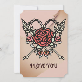 Rose und Pfeile der Minimalistischen Liebe Feiertagskarte