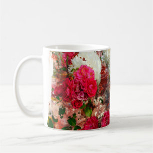 Rose und Pfennig und Rose, gemischte Medien und Ab Kaffeetasse