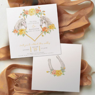 Rose und Pferde Hochzeitsfeier Einladung