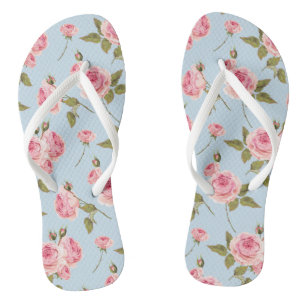 Rose- und Polka-Dots-Muster Flip Flops