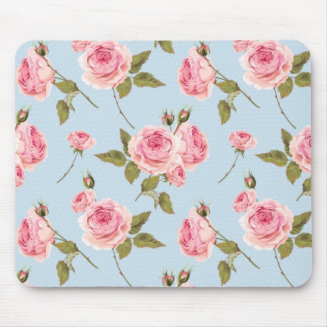 Rose- und Polka-Dots-Muster Mousepad (Vorne)