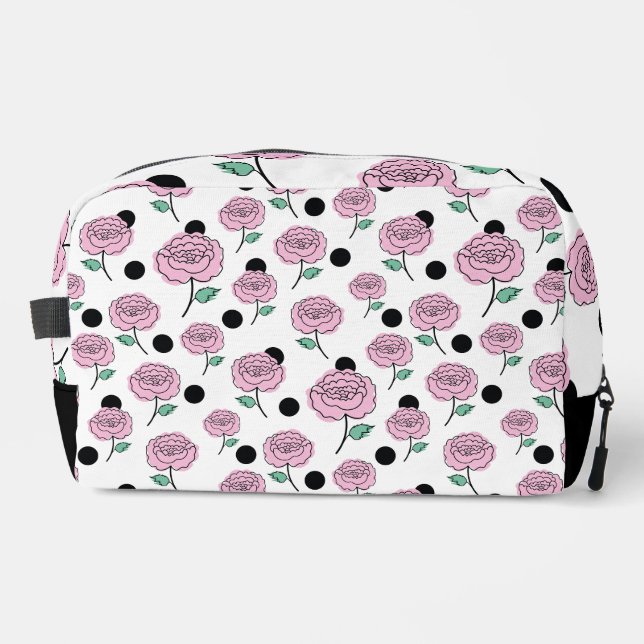 Rose und Polka Punkte. Waschbeutel (Vorderseite)