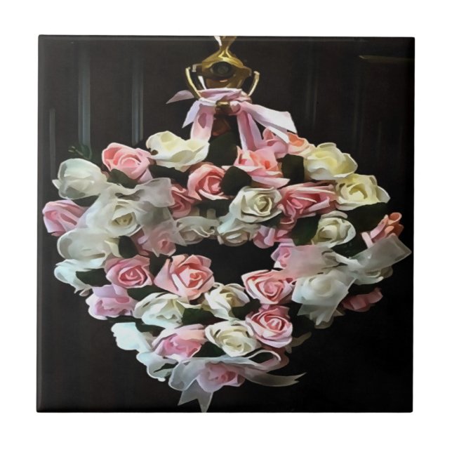 Rose und Ribbons Dekorationskranz Fliese (Vorderseite)