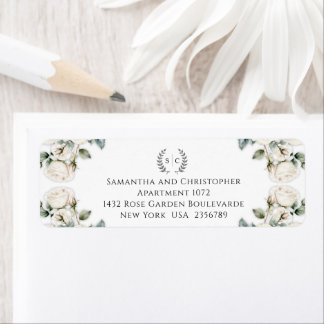 Rose und Romantik Mit Monogramm Rücksendeadresse