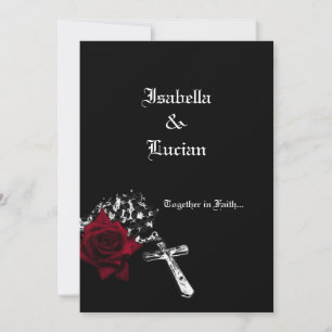 Rose und Rosary Goth Wedding Einladung