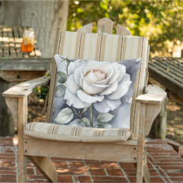 Rose und Rosenbud, Silberne Blätter Kissen