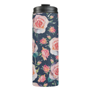 Rose und Rosenknospe: Blütenfrei. Thermosbecher