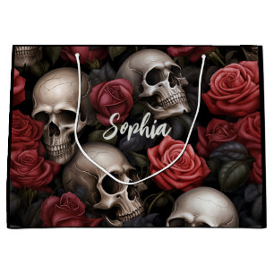 Rose und Schädel Große Geschenktüte