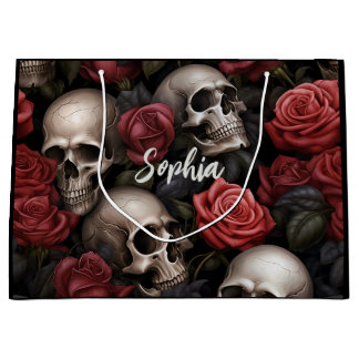 Rose und Schädel Große Geschenktüte