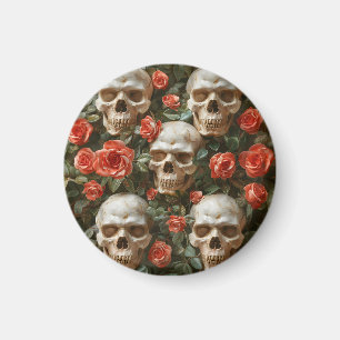 Rose und Schädel Magnet