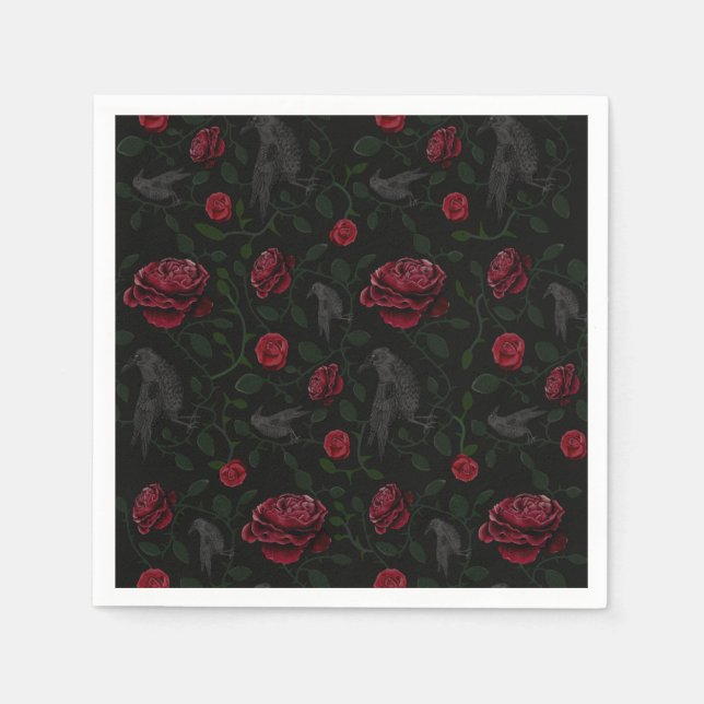 Rose und Schädel Serviette (Vorderseite)