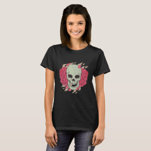 Rose und Schädel T-Shirt