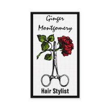 Rose und Schere Friseur Visitenkarte