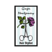 Rose und Schere Friseur Visitenkarte
