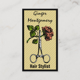 Rose und Schere Frisur Stylist Business Card Terminkarte