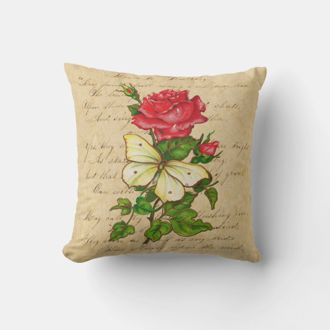 Rose und Schmetterling Kissen (Vorderseite)