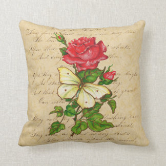 Rose und Schmetterling Kissen