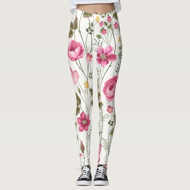 Rose und Schmetterlinge: blühend nahtlos Leggings (Vorderseite)