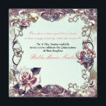 Rose und Schmetterlinge Bronze Quinceañera Party Einladung<br><div class="desc">Rose & Schmetterlinge Bronze Quinceñera Party Einladungen.</div>