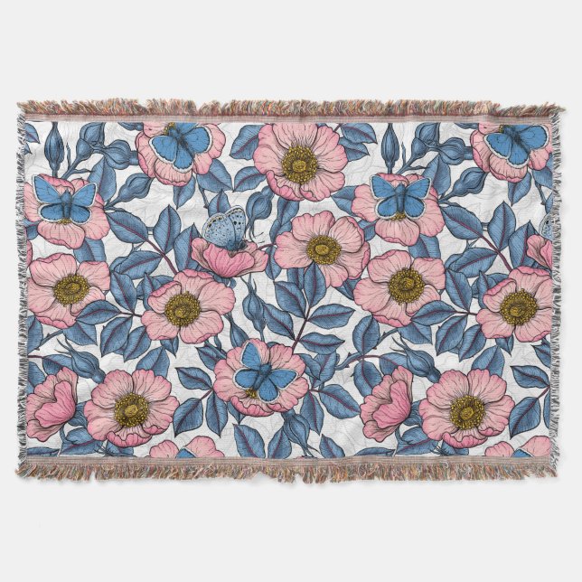 Rose und Schmetterlinge Decke (Vorderseite)