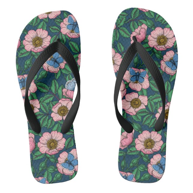 Rose und Schmetterlinge Flip Flops (Fußbett)