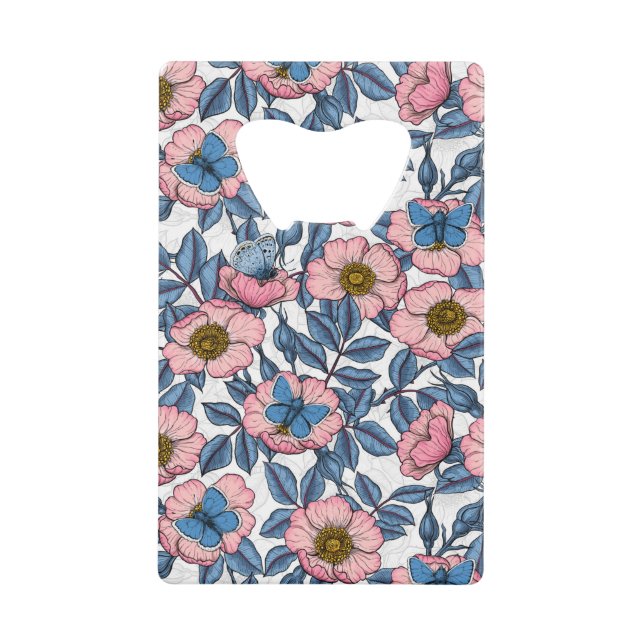 Rose und Schmetterlinge Geldbeutel Flaschenöffner (Vorderseite)