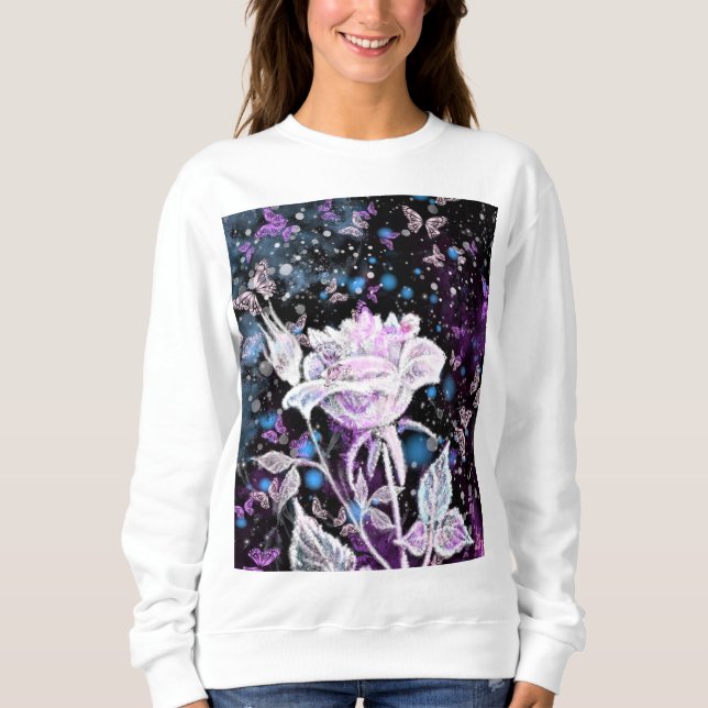 Rose und Schmetterlinge im Winter - schön - Sweatshirt (Vorderseite)