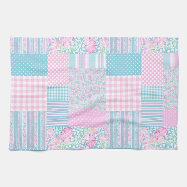 Rose und Schmetterlinge Imitat Patchwork Küchentuc Küchentuch (Horizontal)