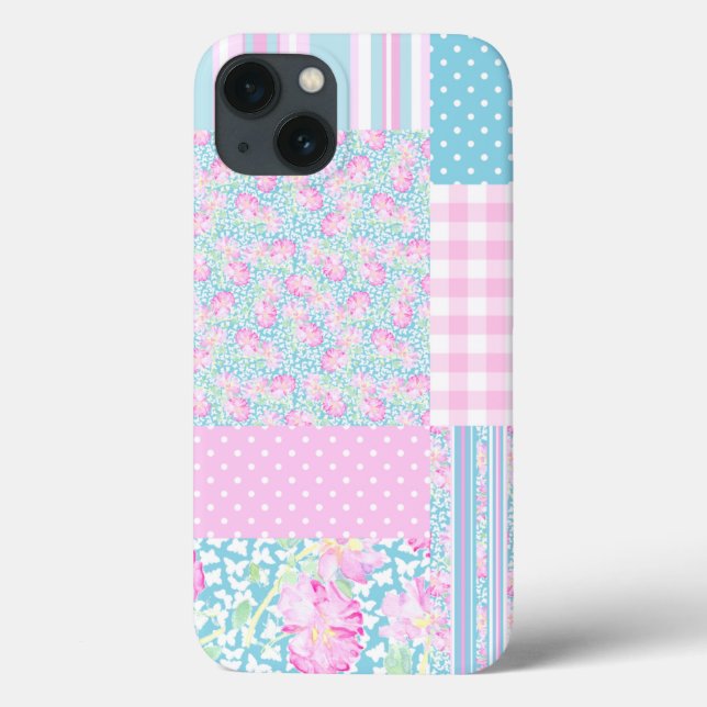 Rose und Schmetterlinge, Imitate Patchwork iPad Ca Case-Mate iPhone Hülle (Rückseite)