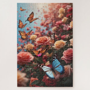 Rose und Schmetterlinge Puzzle