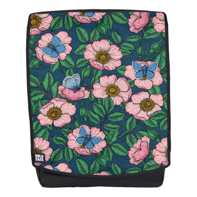 Rose und Schmetterlinge Rucksack (Vorderseite)