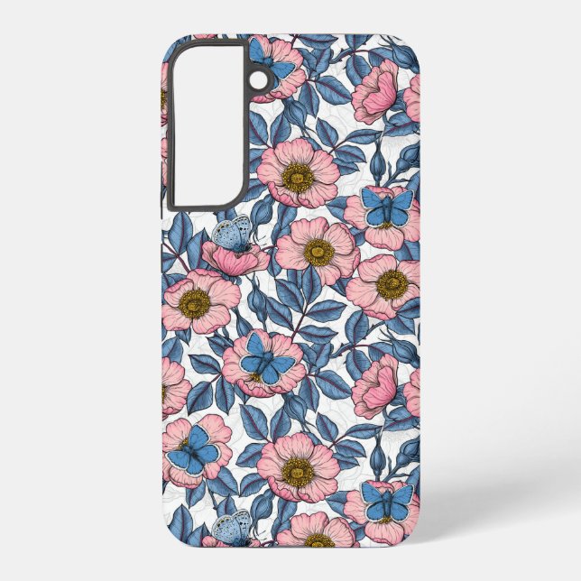 Rose und Schmetterlinge Samsung Galaxy Hülle (Rückseite)
