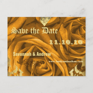 Rose und Schmetterlinge Save the Date Ankündigungspostkarte