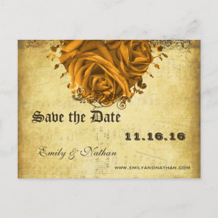 Rose und Schmetterlinge Save the Date Ankündigungspostkarte