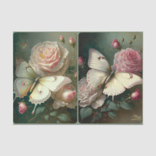 Rose und Schmetterlinge Seidenpapier
