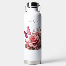 Rose und Schmetterlinge Trinkflasche