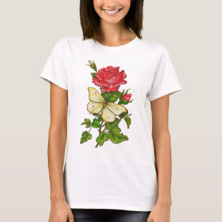 Rose und Schmetterlings-Shirt T-Shirt