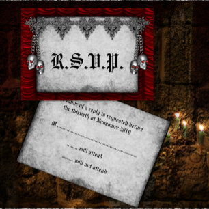 Rose und Seidengotische Hochzeit RSVP Karte