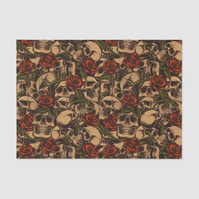 Rose und Skull-Muster Seidenpapier (Vorderseite)
