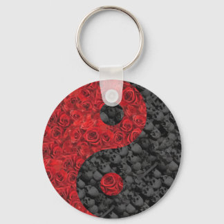Rose und Skull Yin Yang Schlüsselanhänger