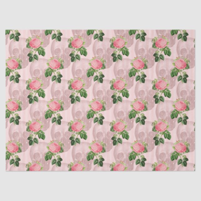 Rose und Skulpturen auf rosa Decoupage Seidenpapier (Vorderseite)