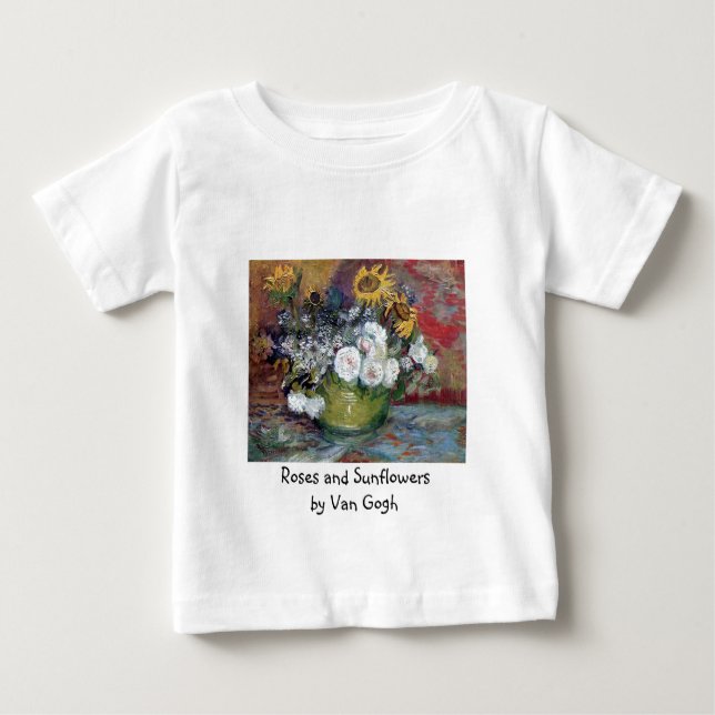 Rose und Sonnenblumen von Van Gogh Baby T-shirt (Vorderseite)