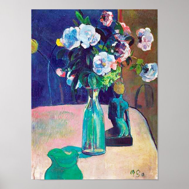 Rose und Statuette, Gauguin Poster (Vorne)