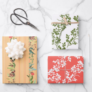 Rose und Streifen Geschenkpapier Set