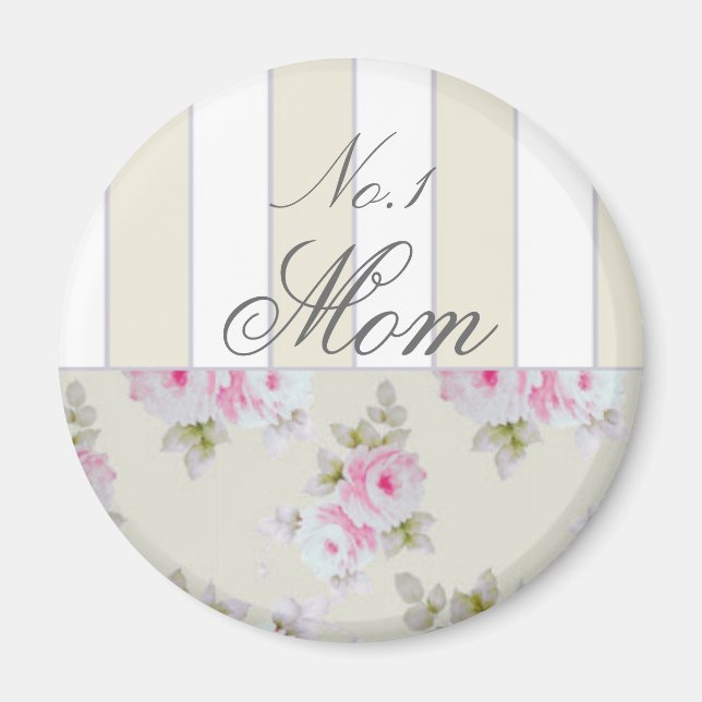 Rose und Streifen () Magnet (Vorne)